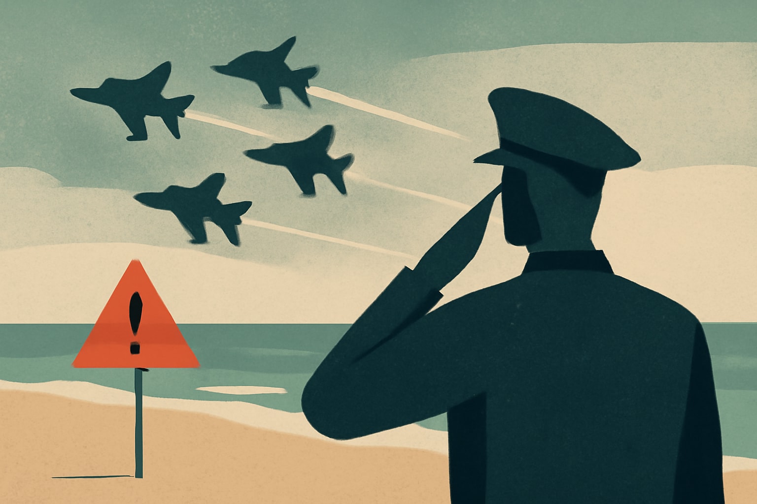 Editorial illustration for: Navy Initiates Safety Review After Blue Angels Fly Low Over Florida Beach