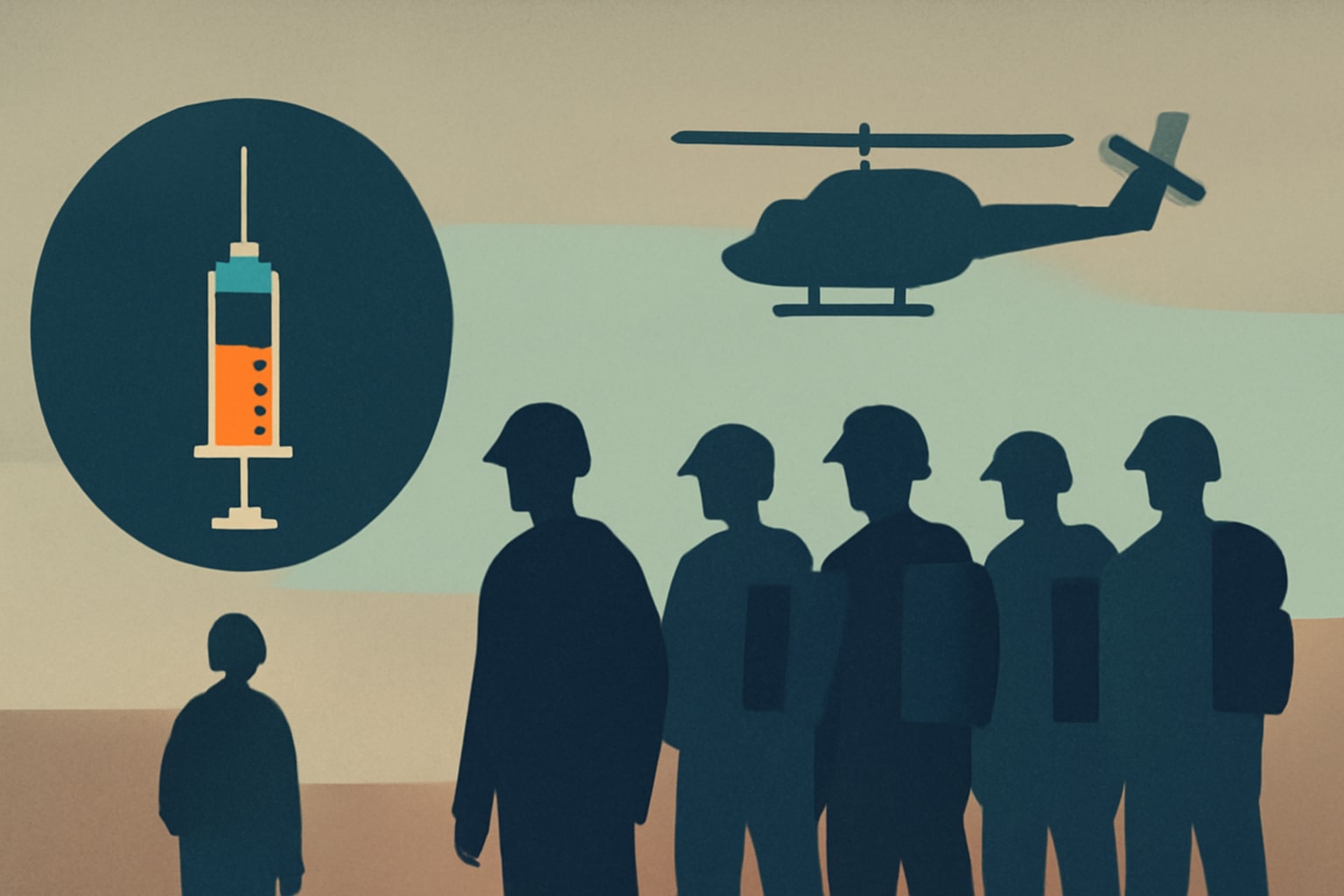 Editorial illustration for: 230 Troops Discharged for Refusing COVID-19 Vaccine Have Rejoined