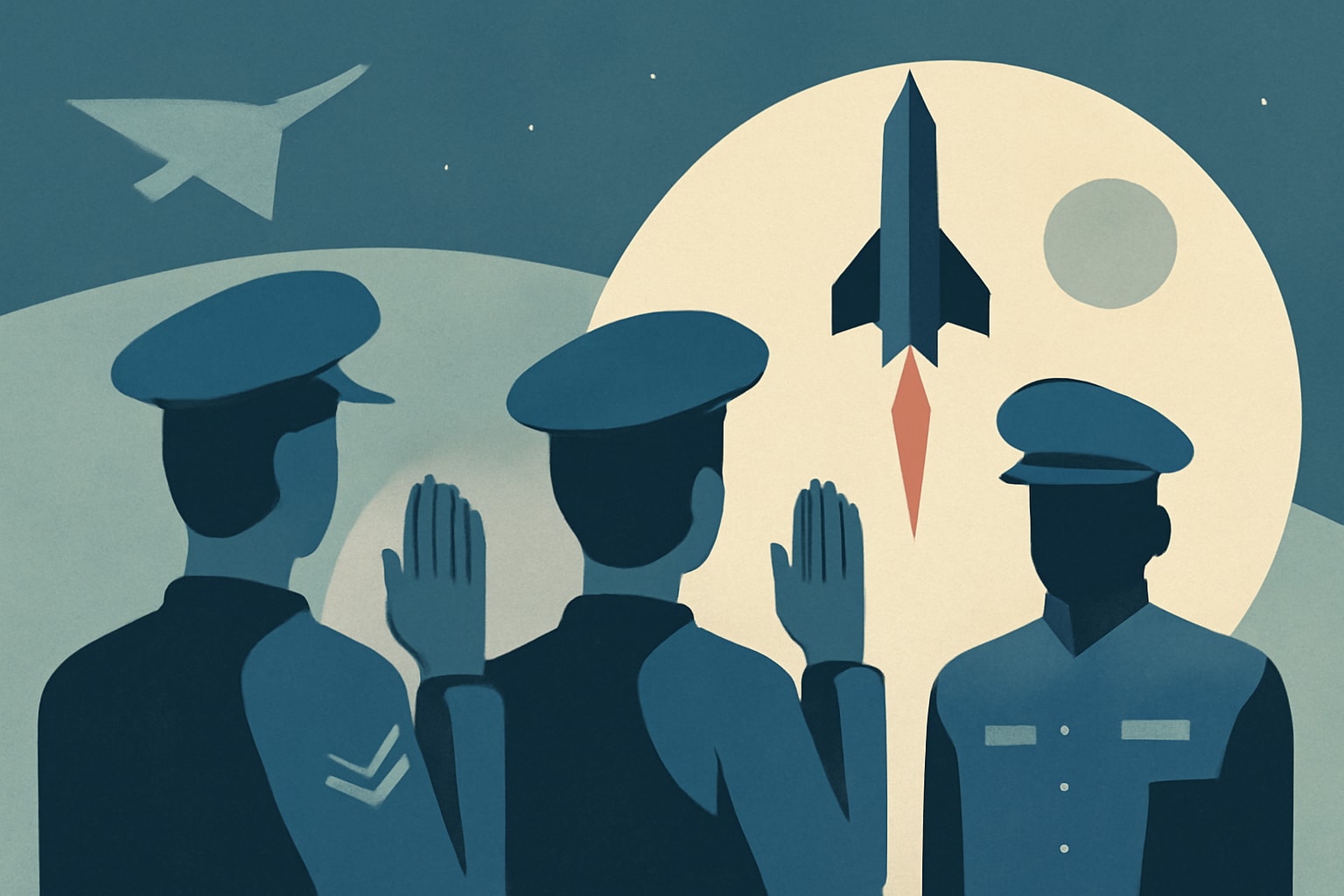 Editorial illustration for: Air Force Reservists Sworn In as Space Force’s First Part-Time Guardians