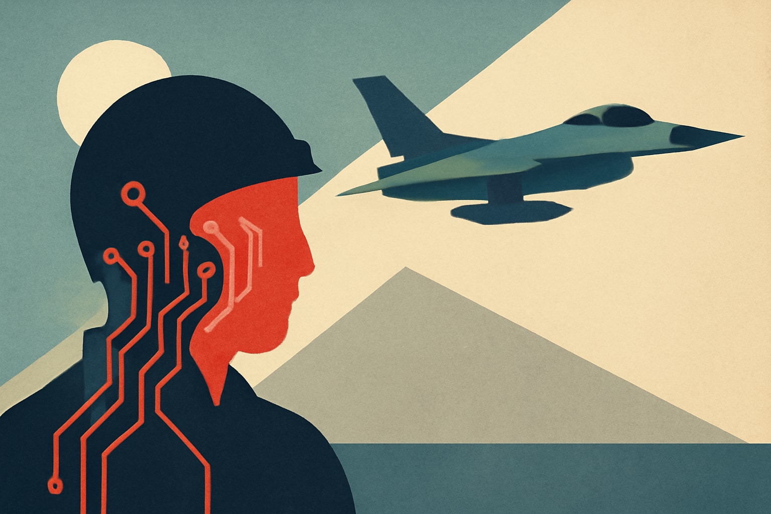 Editorial illustration for: Air Force Initiates Piloted Flights and AI Tests for Modified F-16s