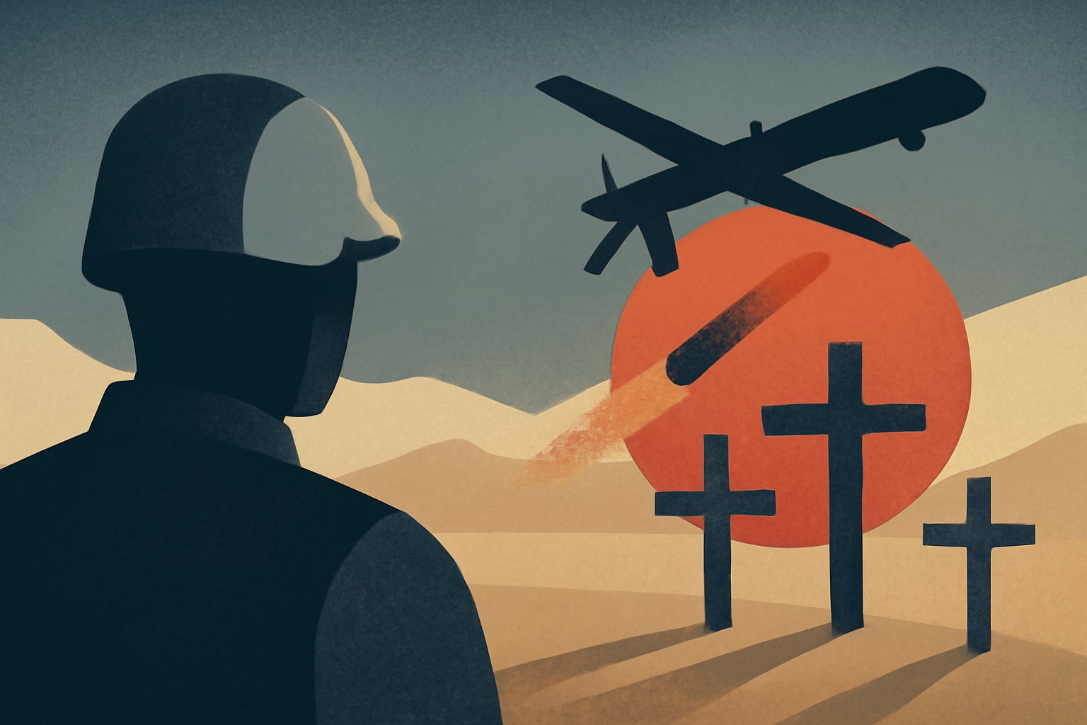 Editorial illustration for: Pentagon Confirms Deaths of American Soldiers in Iranian Attack in Jordan