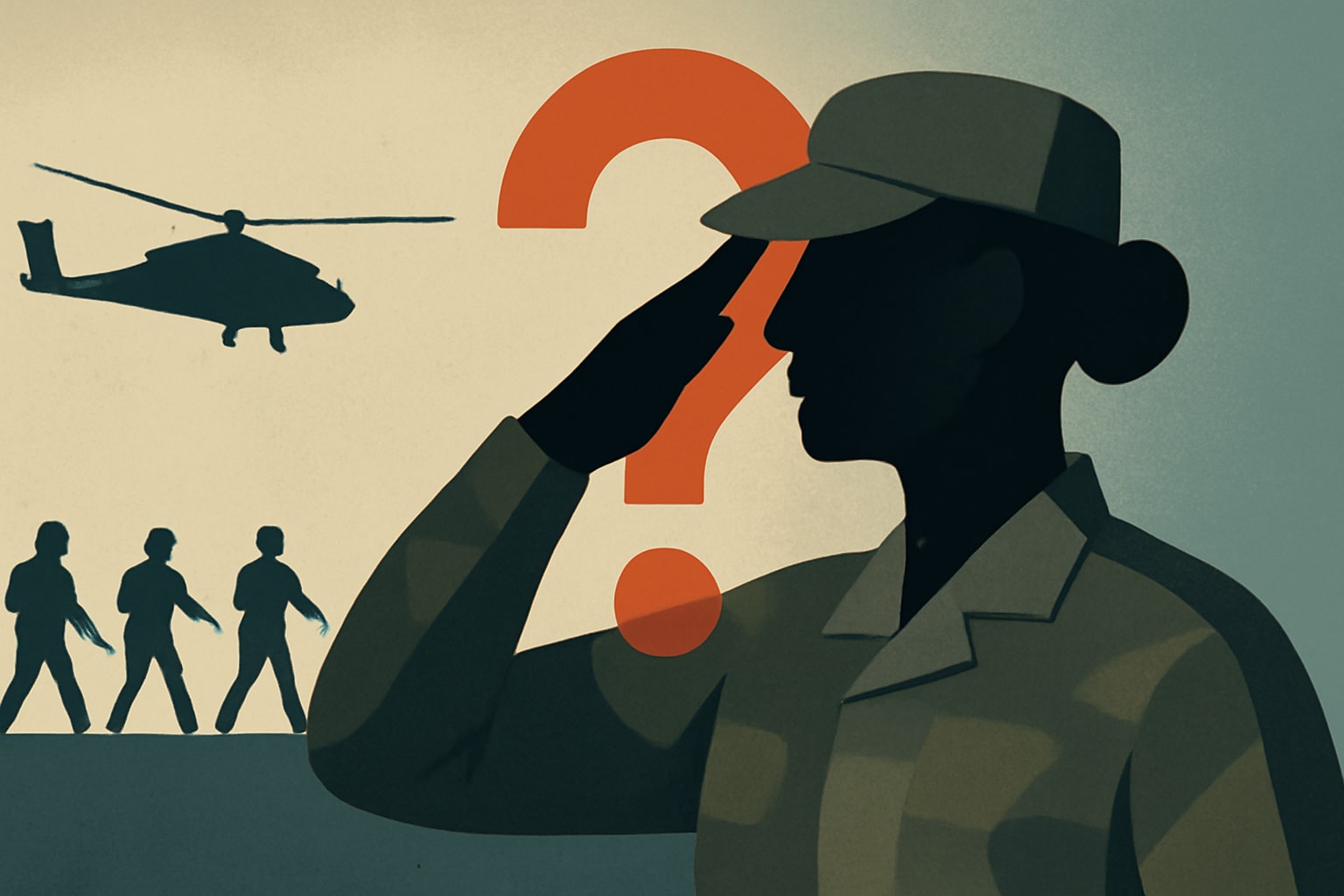 Editorial illustration for: Hegseth Orders New Study on Women in Combat Amid Criticism