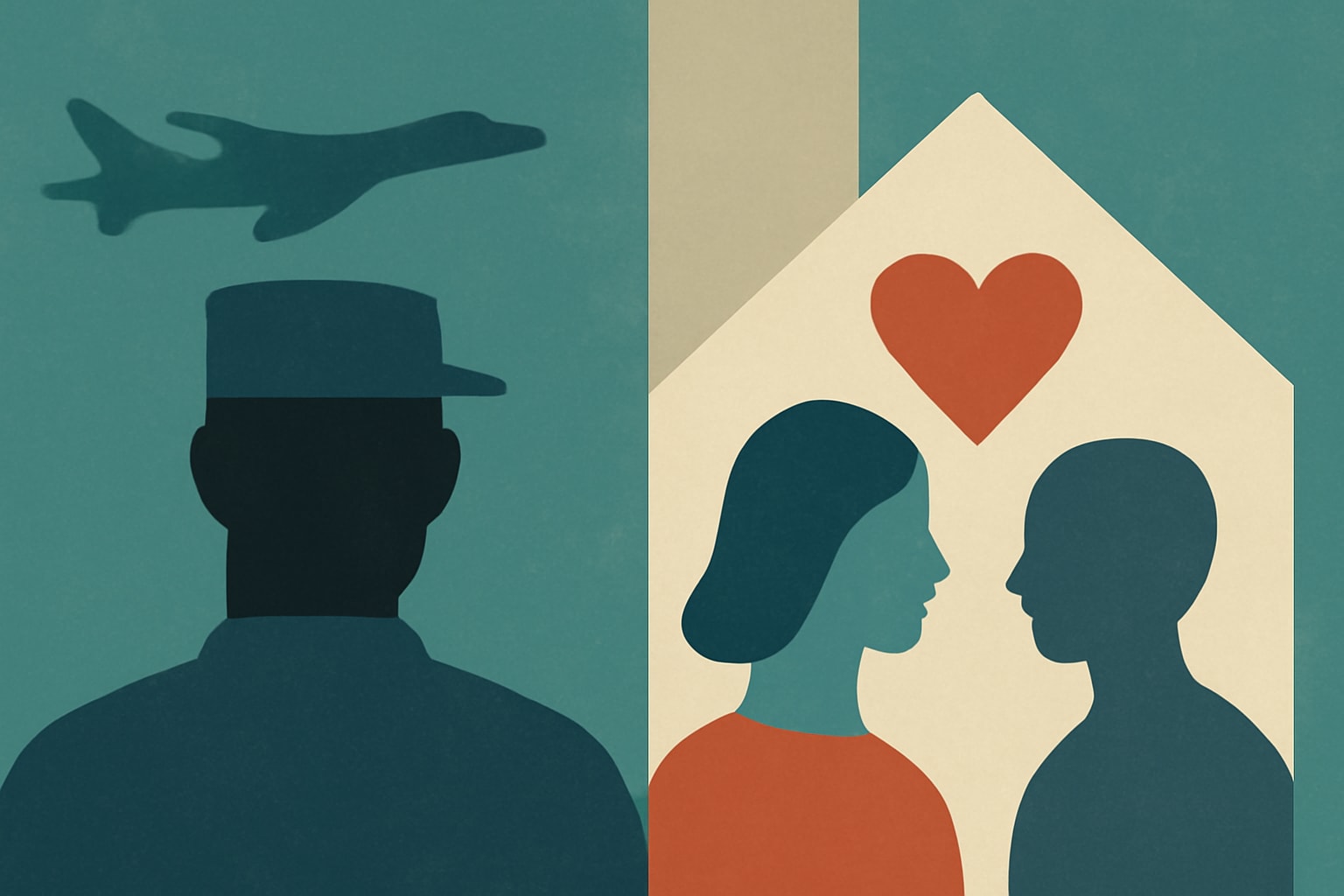 Editorial illustration for: The New Military Family: Staying Together While Living Apart