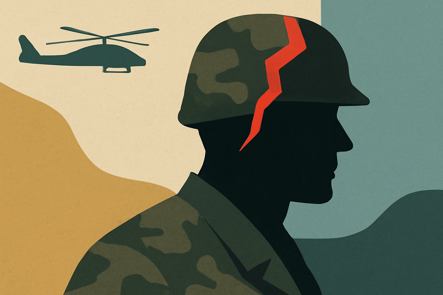 Editorial illustration for: Traumatic Brain Injuries Among Veterans Surge by 26%