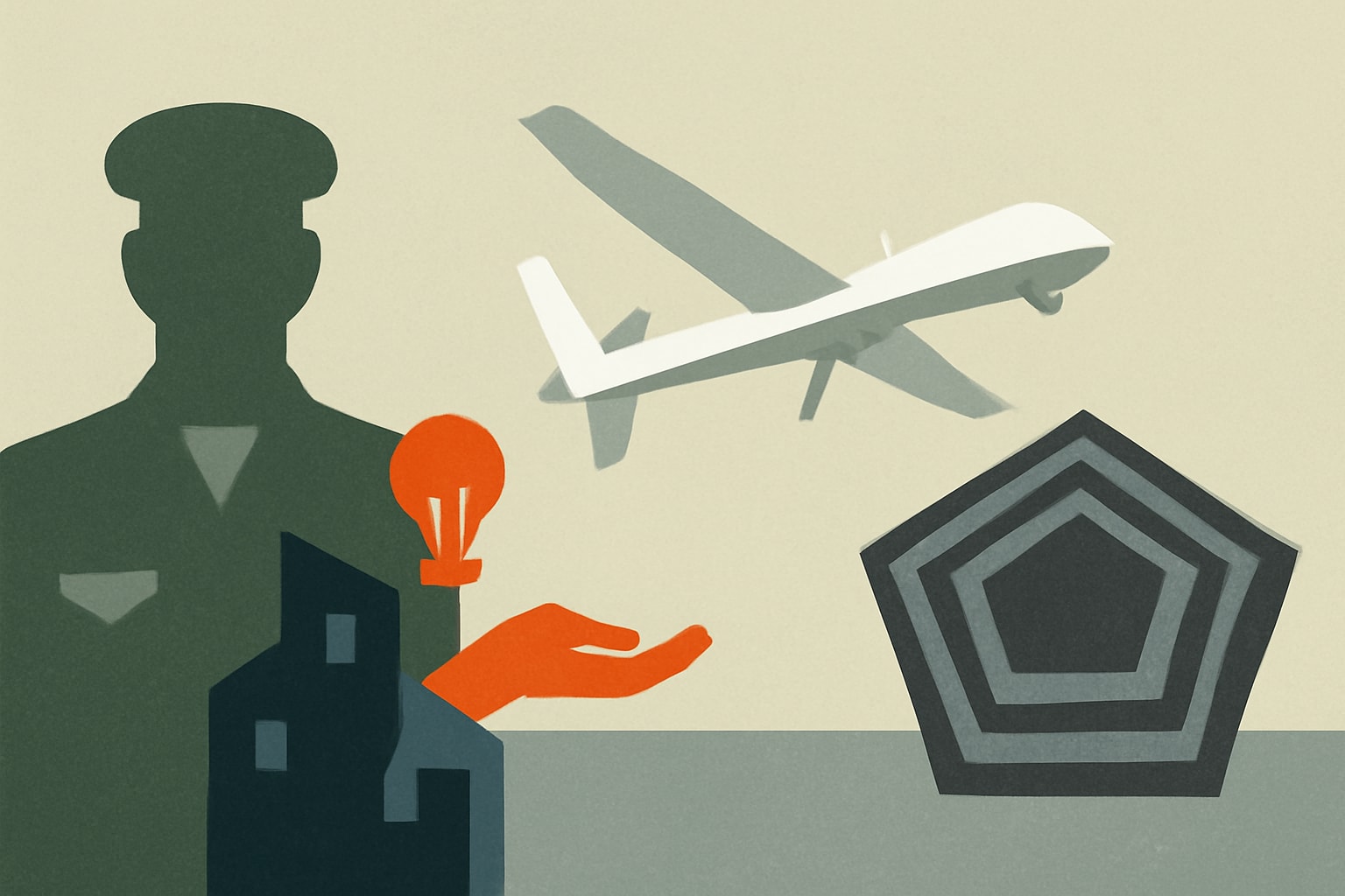 Editorial illustration for: Startups Reshaping the Pentagon’s Drone Acquisition Strategy
