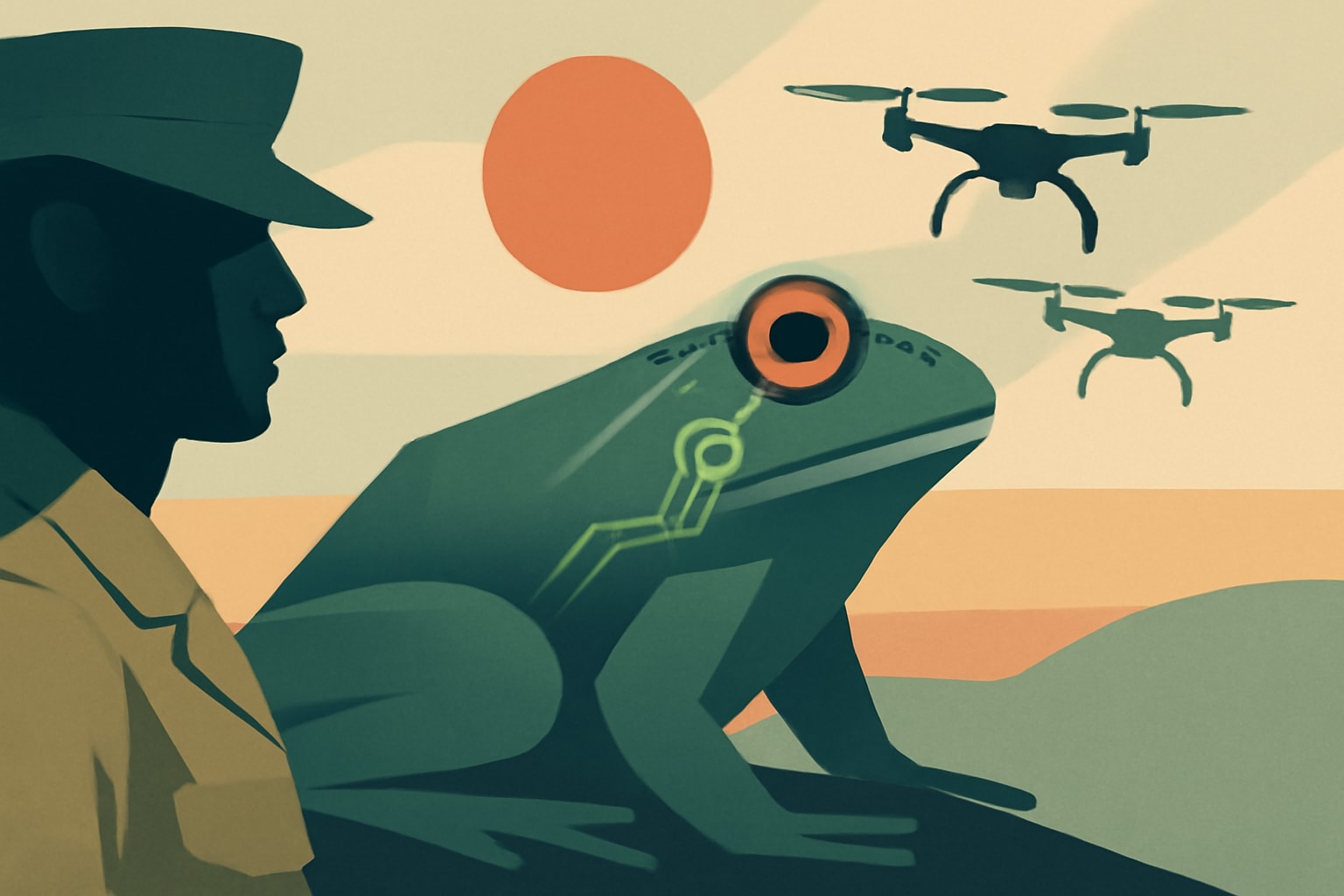Editorial illustration for: Marine Corps Integrates AI-Powered Bullfrog to Combat Drone Threats