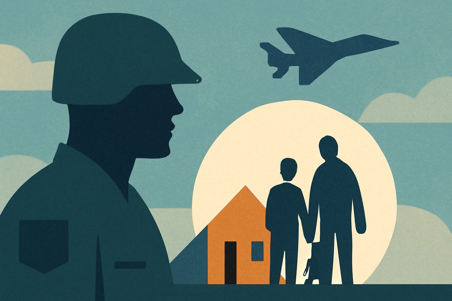 Editorial illustration for: Military Readiness Begins at Home: The Role of Family Wellbeing