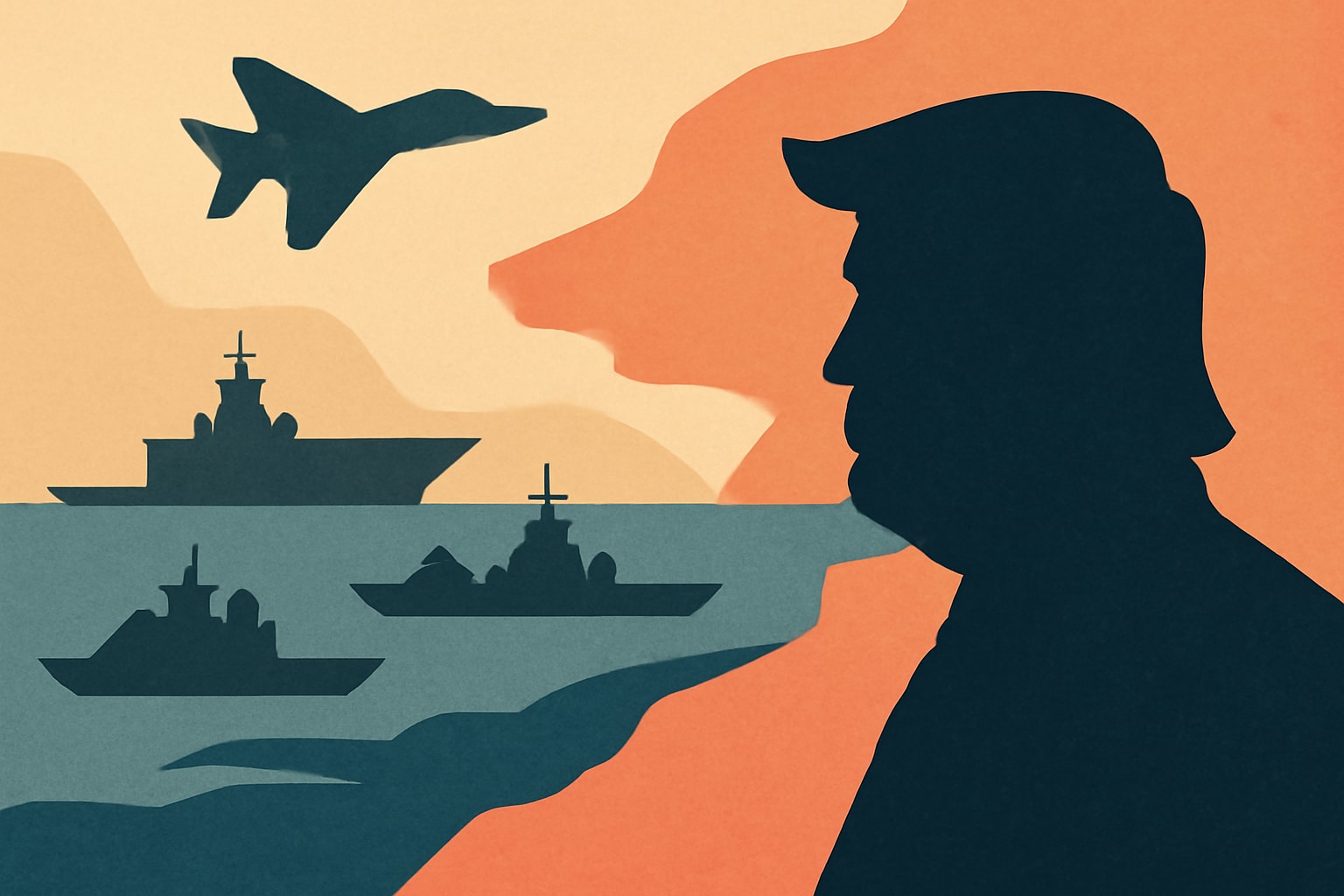 Editorial illustration for: US Navy to Blockade Strait of Hormuz, Trump Announces