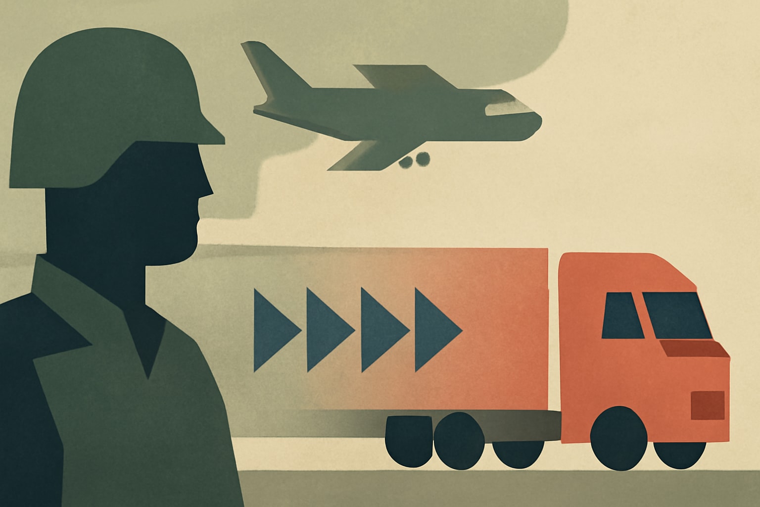 Editorial illustration for: Transportation Department Launches Campaign to Recruit Veteran Truck Drivers