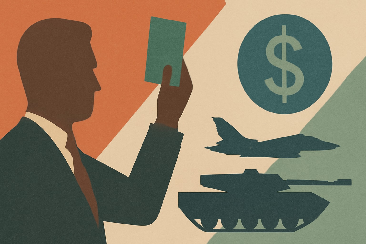 Editorial illustration for: House Republicans Adopt $95 Billion Package for Military Funding