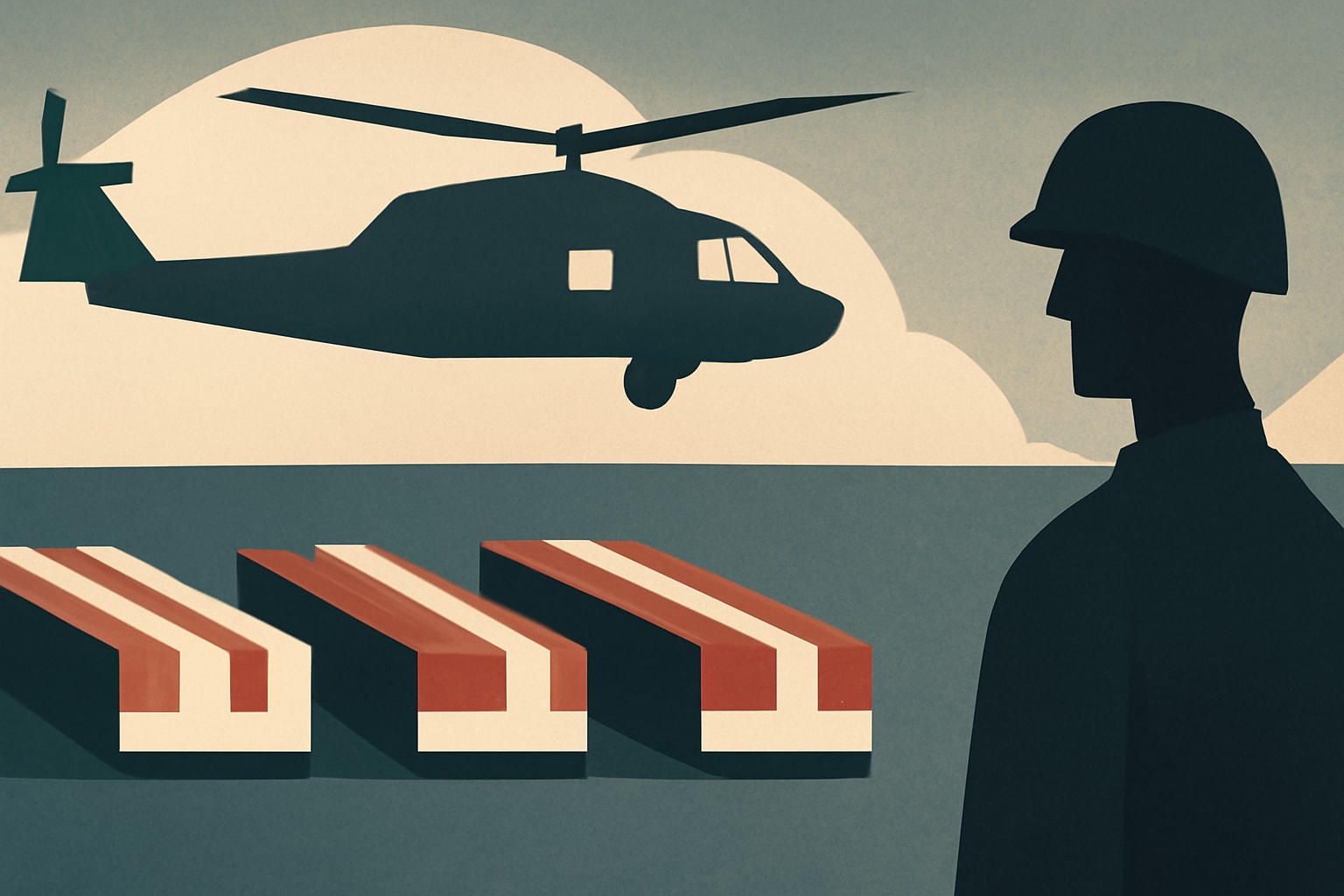 Editorial illustration for: Four U.S. Soldiers Killed in Iran War Return to American Soil