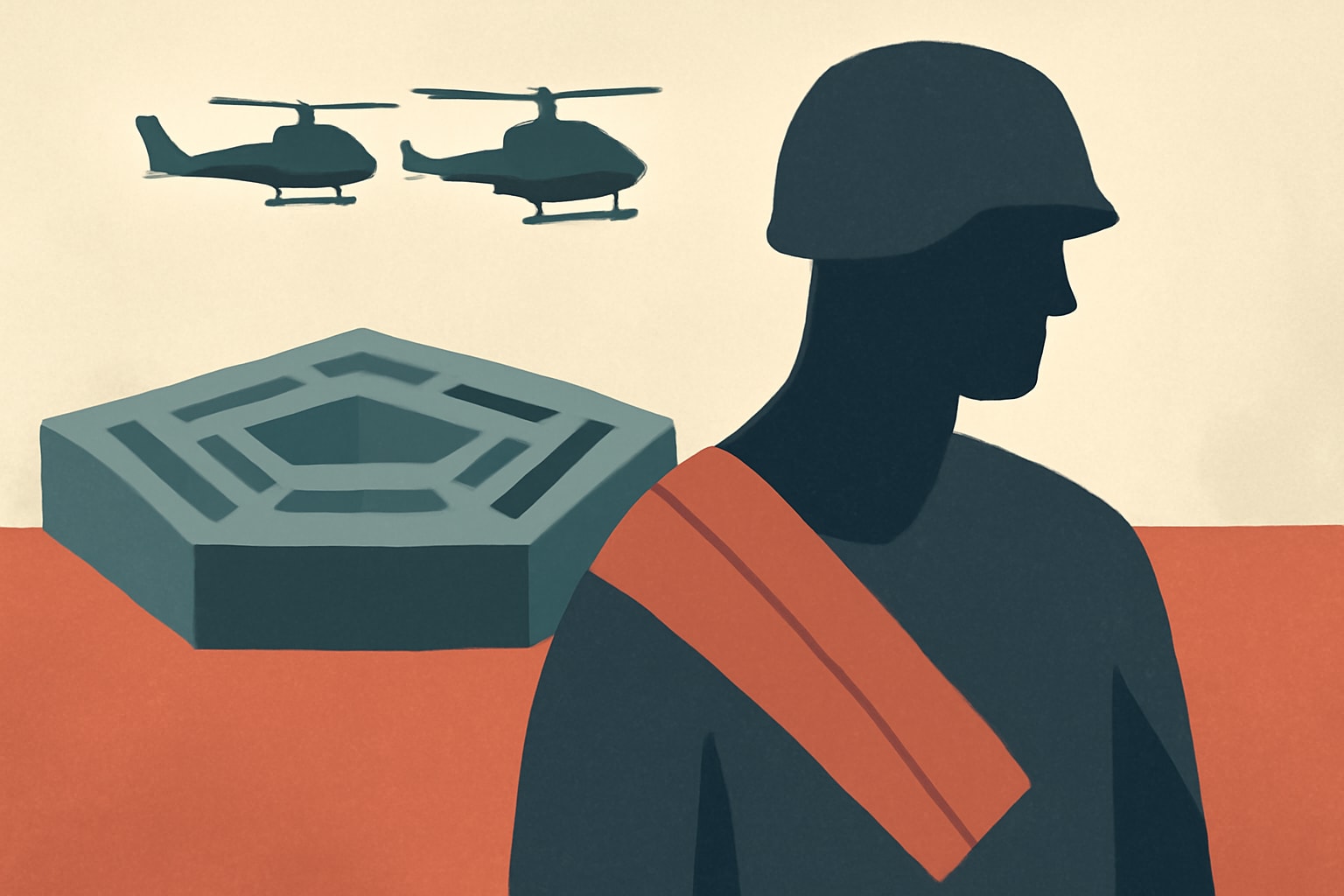 Editorial illustration for: Pentagon Reports Over 600 U.S. Troops Wounded in Iran War