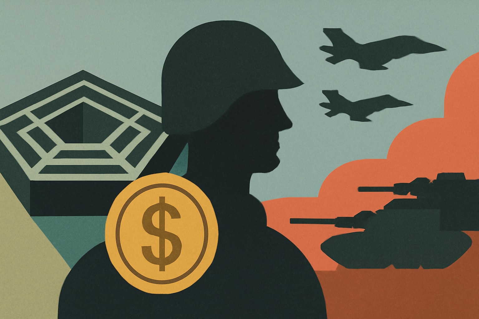 Editorial illustration for: Pentagon Reports $37.5 Billion Cost of Iran War, Seeks $67.1 Billion More
