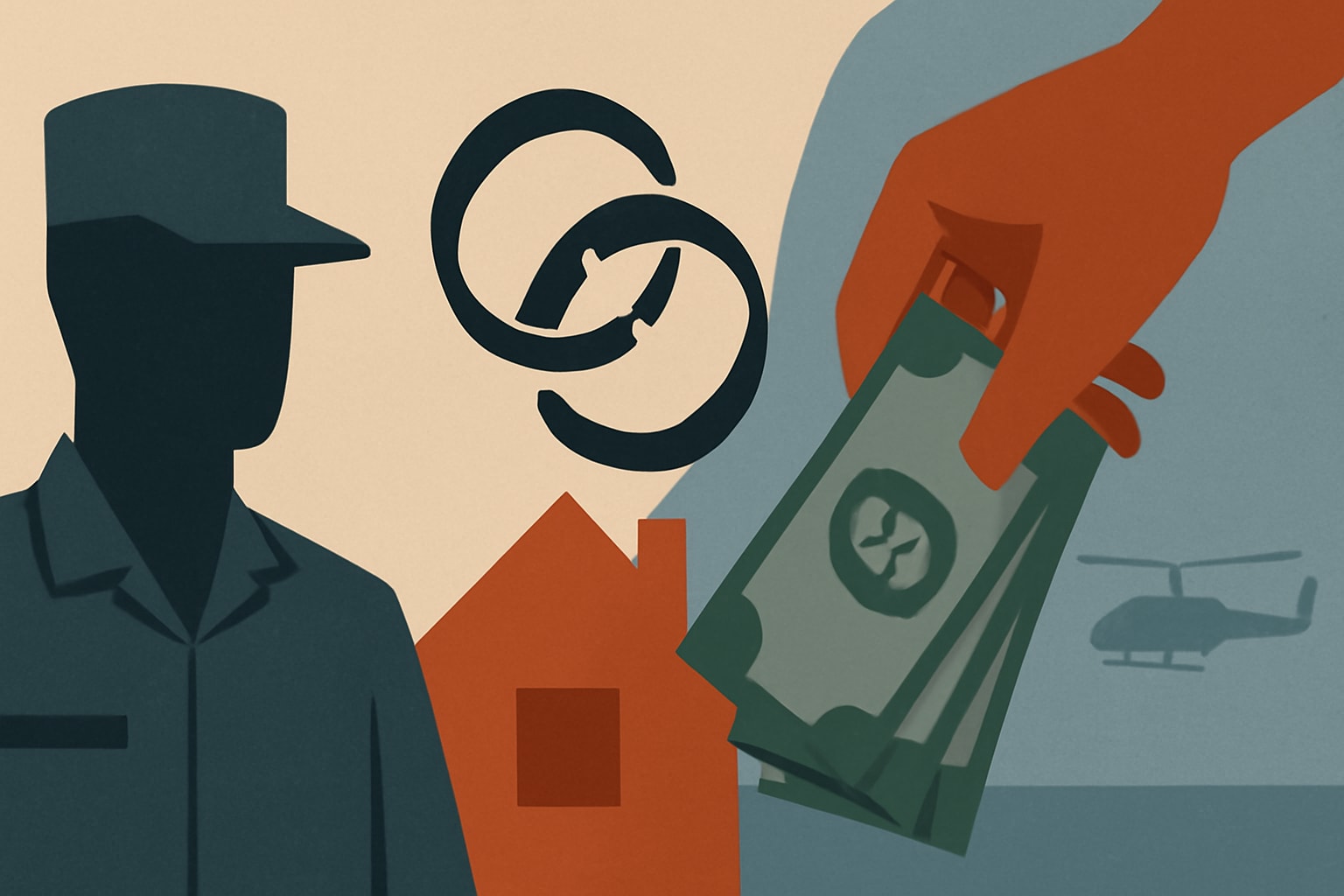 Editorial illustration for: National Guard Officer Admits to Sham Marriage and Theft of $54,000