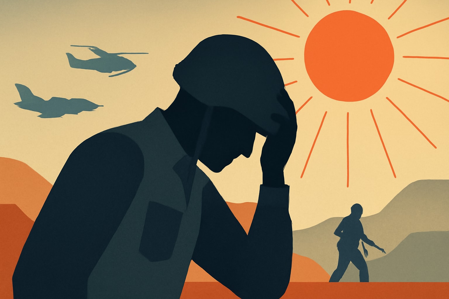 Editorial illustration for: Military Heatstroke Cases Continue to Rise Amid Increased Awareness Efforts