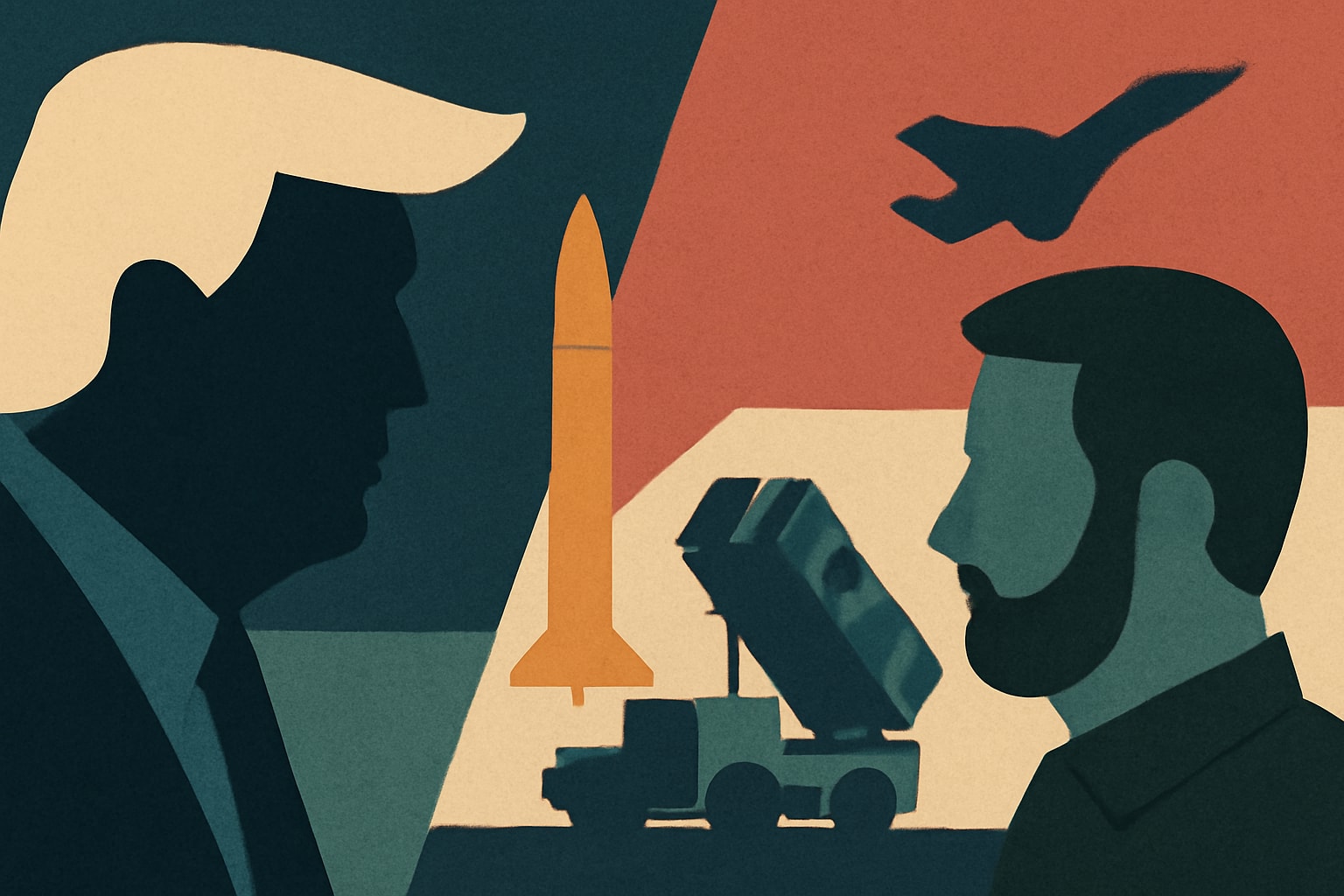 Editorial illustration for: Trump and Zelenskyy Discuss Patriot Missile Production and Diplomatic Efforts