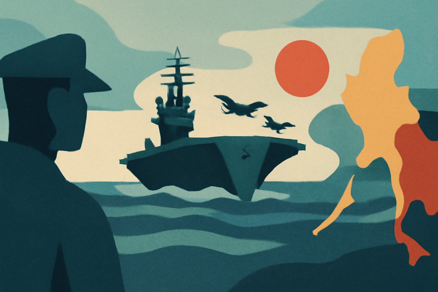 Editorial illustration for: USS George Washington Arrives in Vietnam Amid China-Philippines Tensions