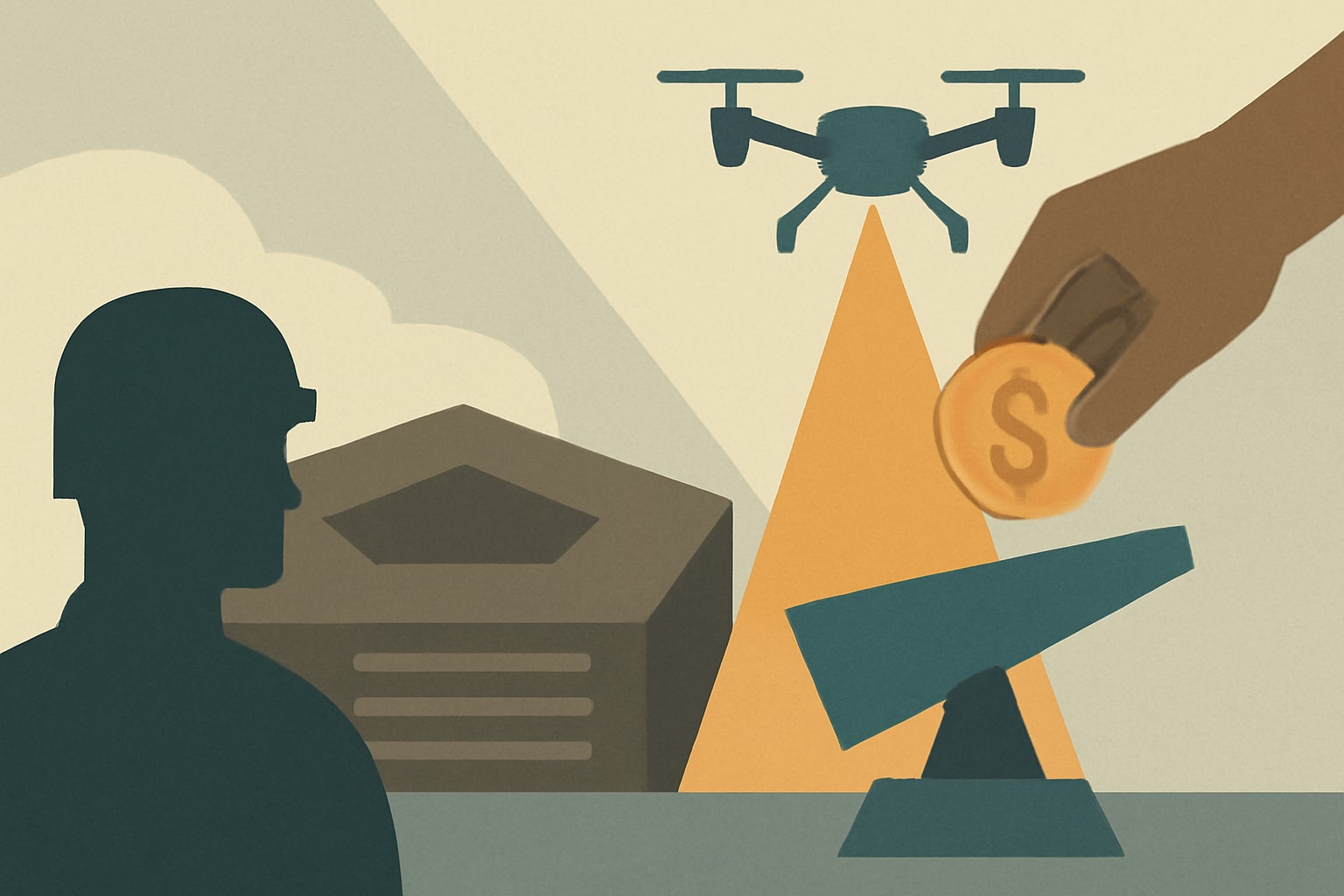 Editorial illustration for: Pentagon Awards $500M Contract for SkyValor Counter-Drone System