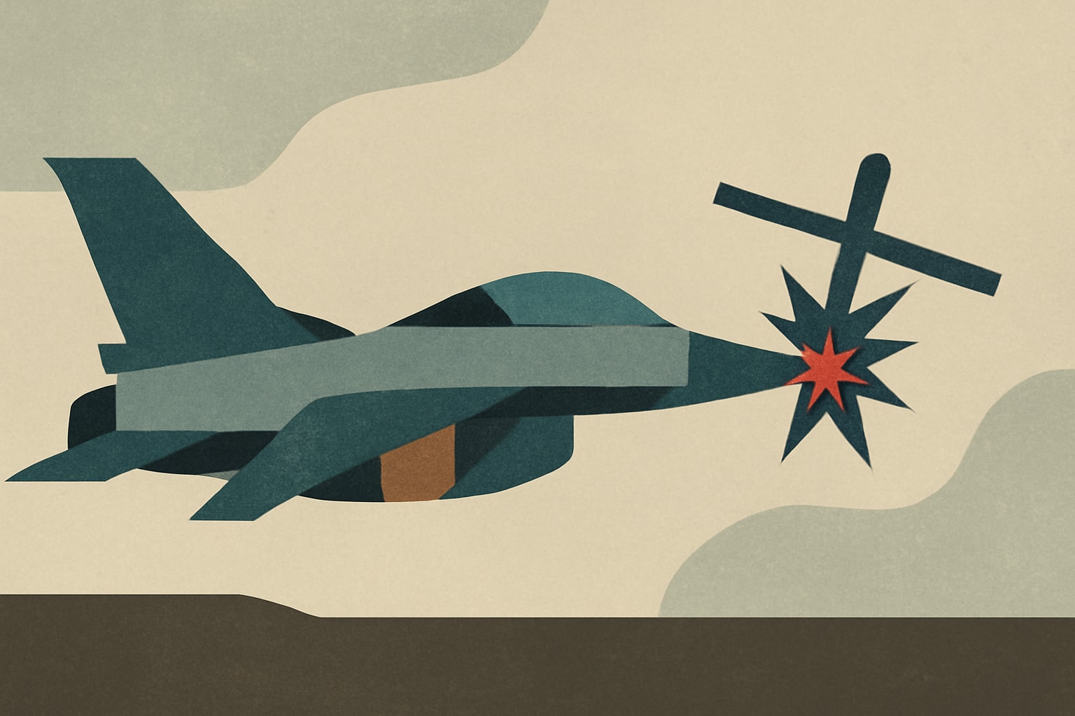 Editorial illustration for: Ukrainian F-16s Facing Wear from Intercepting Russian Drones