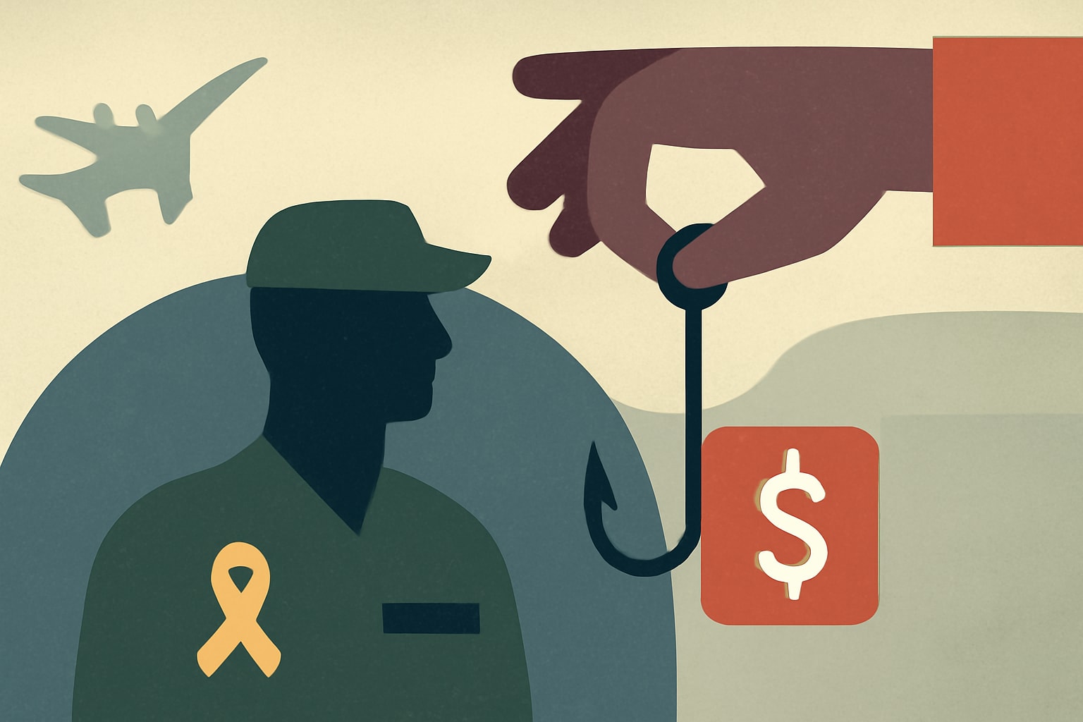 Editorial illustration for: Scammers Targeting Military Goodwill: A Warning for Service Members