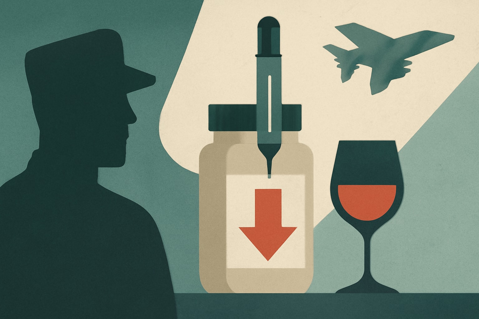 Editorial illustration for: VA Launches Trial for GLP-1 Medications to Combat Alcohol Use Disorder in Veterans