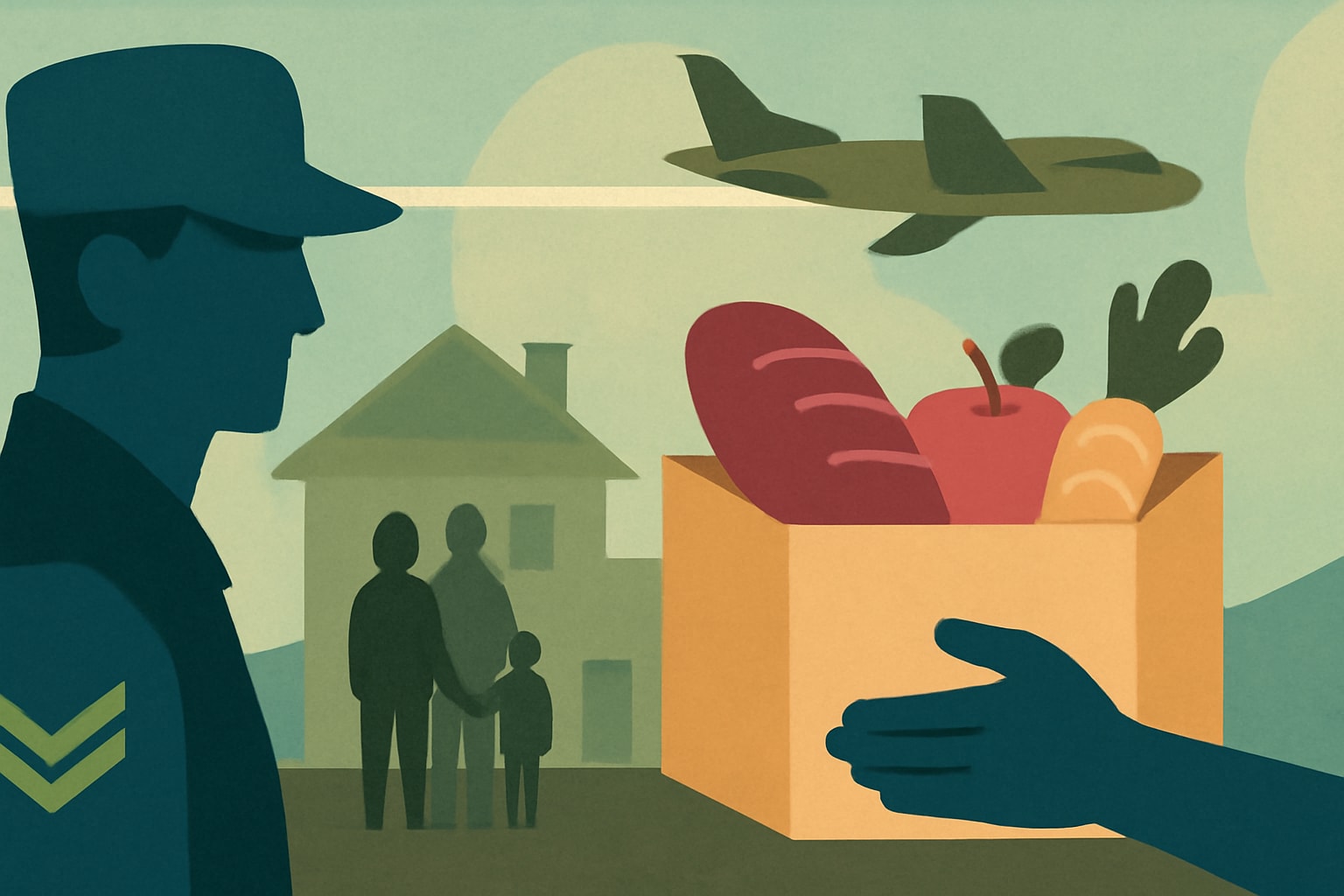 Editorial illustration for: Free Food Program Expands to Support Moving Military Families