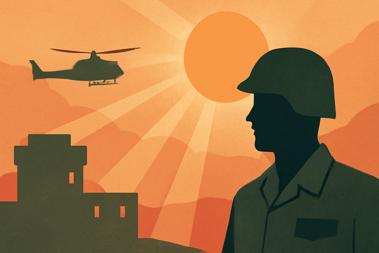Editorial illustration for: Military Heatstroke Cases Continue to Rise, Prompting Increased Awareness