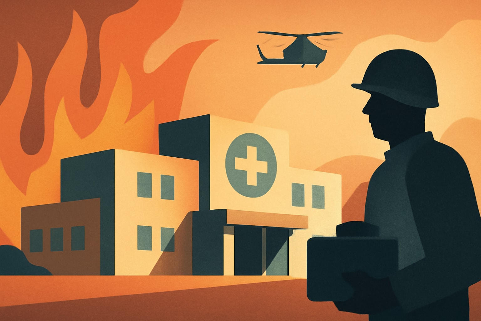 Editorial illustration for: VA Medical Center and Clinics in Spokane Evacuated Due to Wildfire Threat
