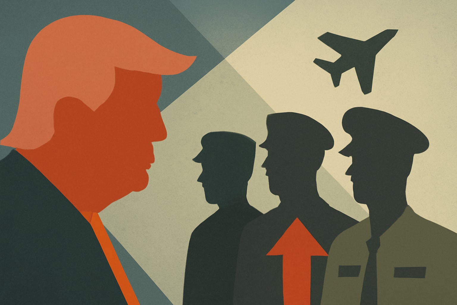 Editorial illustration for: Trump Strengthens Military Leadership with New Appointments