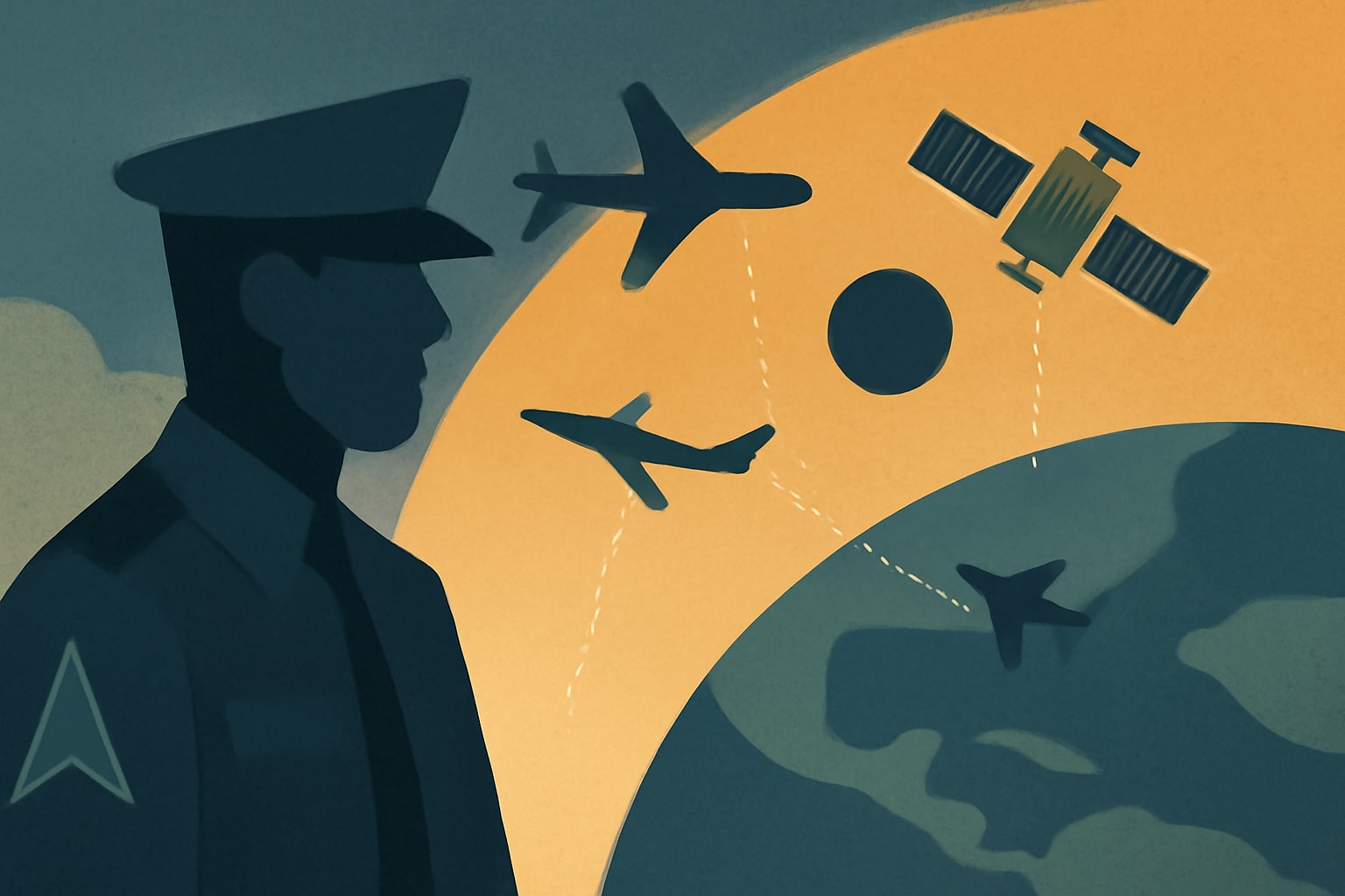 Editorial illustration for: Space Force Awards $615 Million for Second Batch of Aircraft-Tracking Satellites