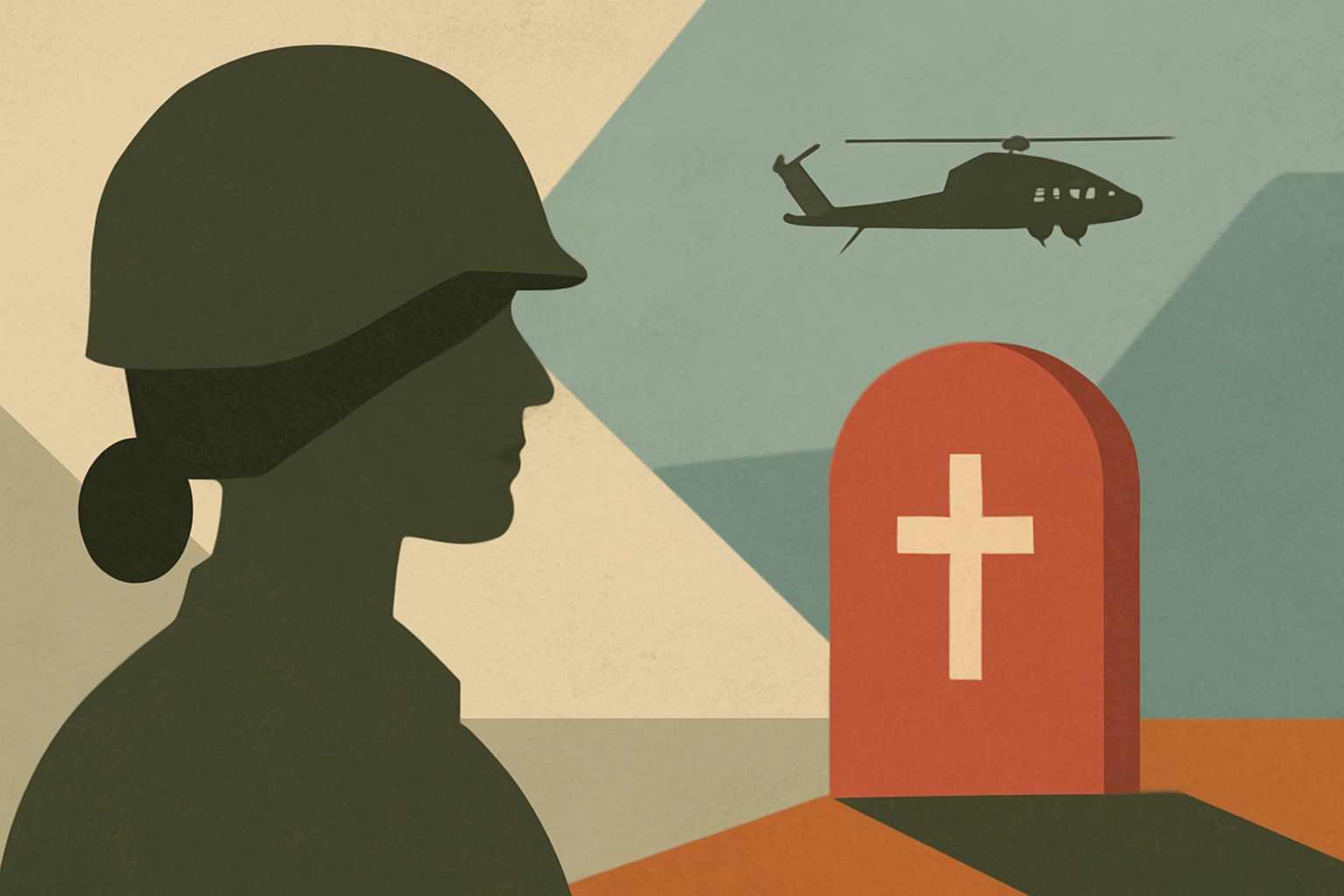 Editorial illustration for: New Report Highlights Non-Combat Deaths Among Army Women