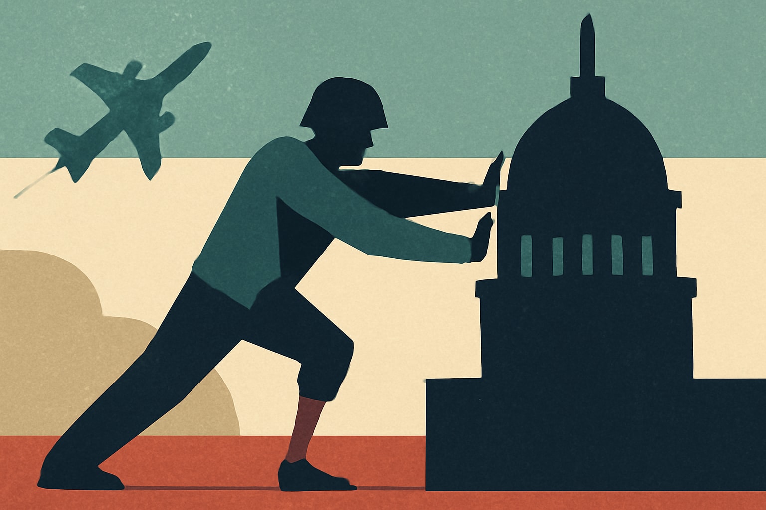 Editorial illustration for: Combat-Injured Veterans Fight Congress for Full Benefits