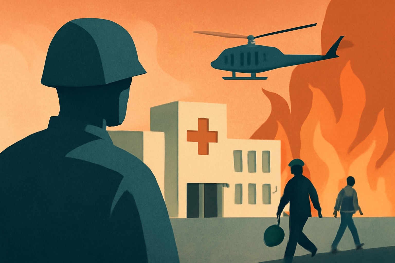 Editorial illustration for: VA Medical Center and Clinics in Spokane Evacuated Amid Wildfire Threat