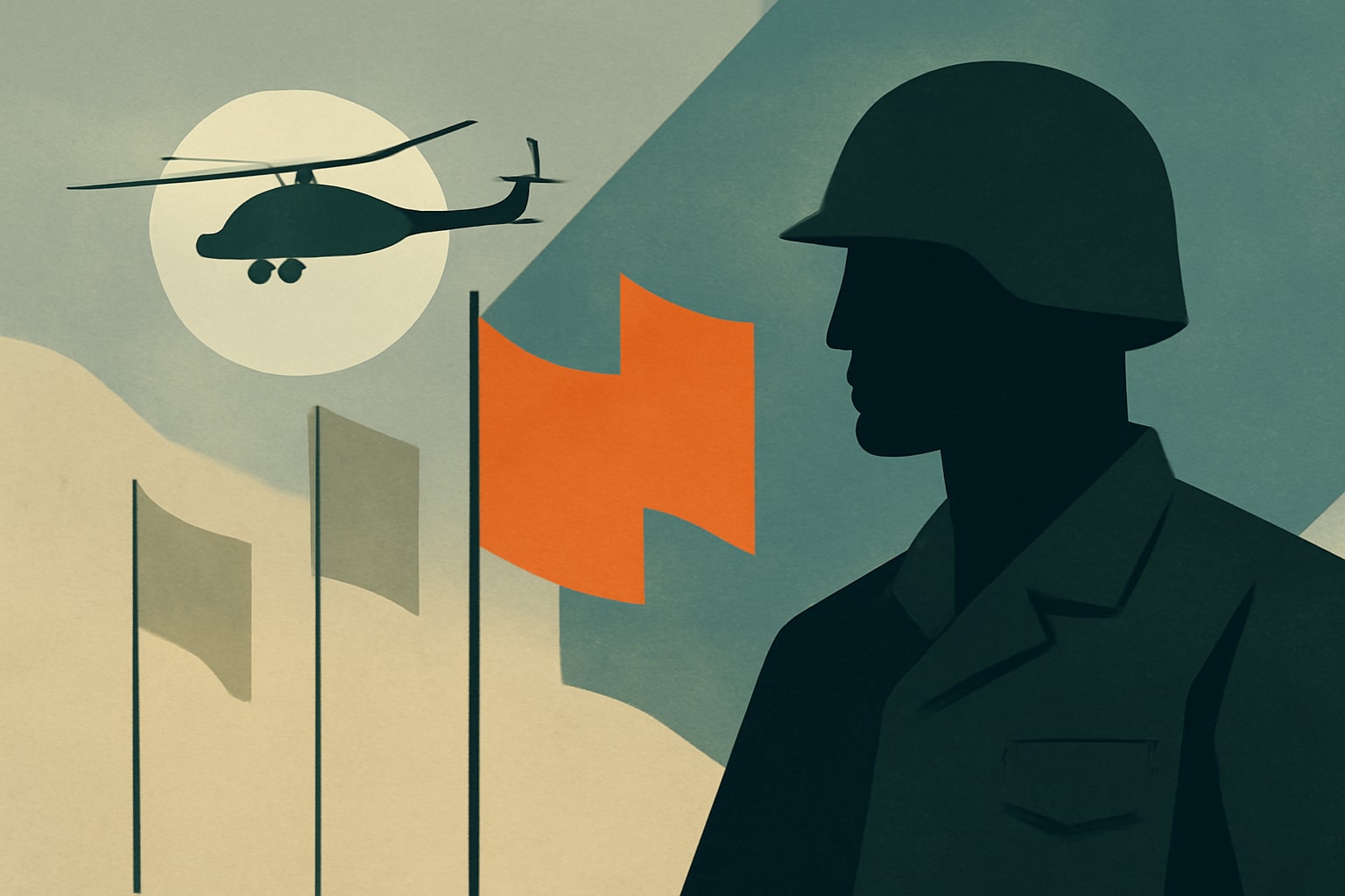 Editorial illustration for: National Guard Deployment Extended Until 2029 Amid Political Changes