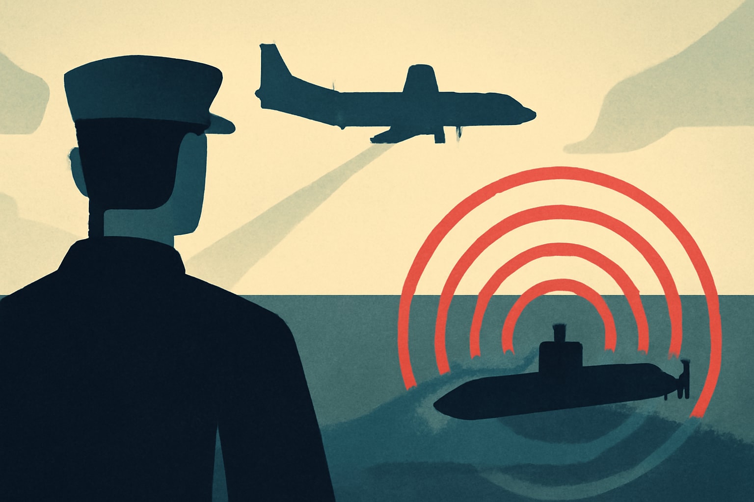 Editorial illustration for: US Navy Tests AI-Powered Submarine Hunter Technology