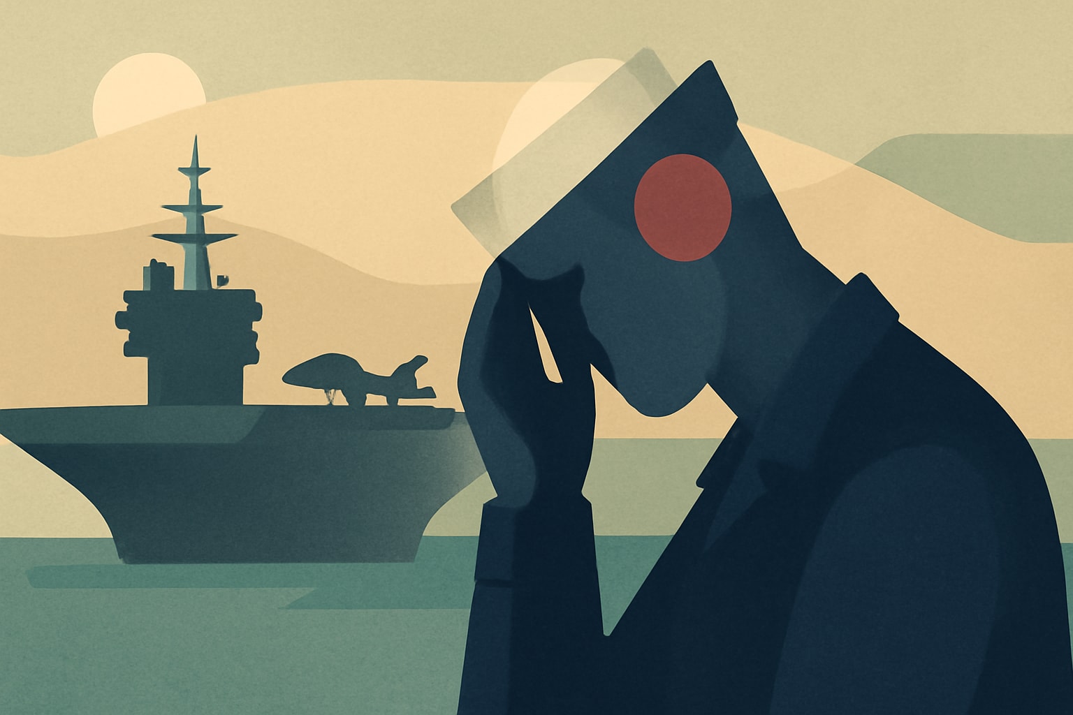 Editorial illustration for: USS Abraham Lincoln Sailors Struggle with Mental Health During Extended Deployment
