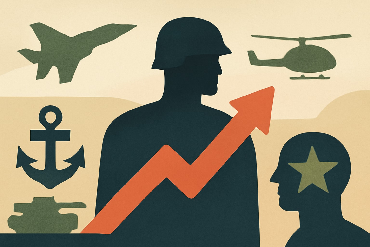 Editorial illustration for: Military Branches Achieve 2026 Recruiting Goals Months Ahead of Schedule