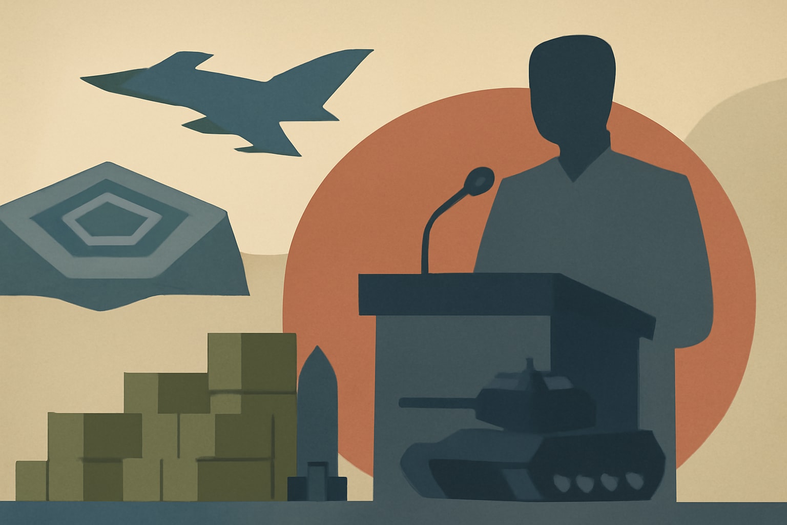 Editorial illustration for: Pentagon Official Addresses Concerns Over Military Stockpiles