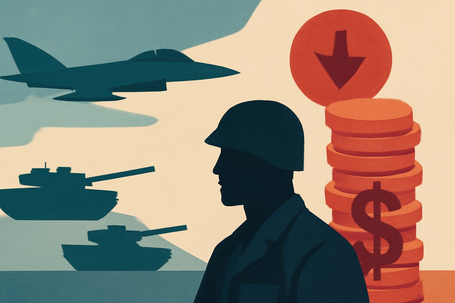 Editorial illustration for: DOD Proposes $1.5 Trillion Defense Budget as U.S. Faces Rising Debt