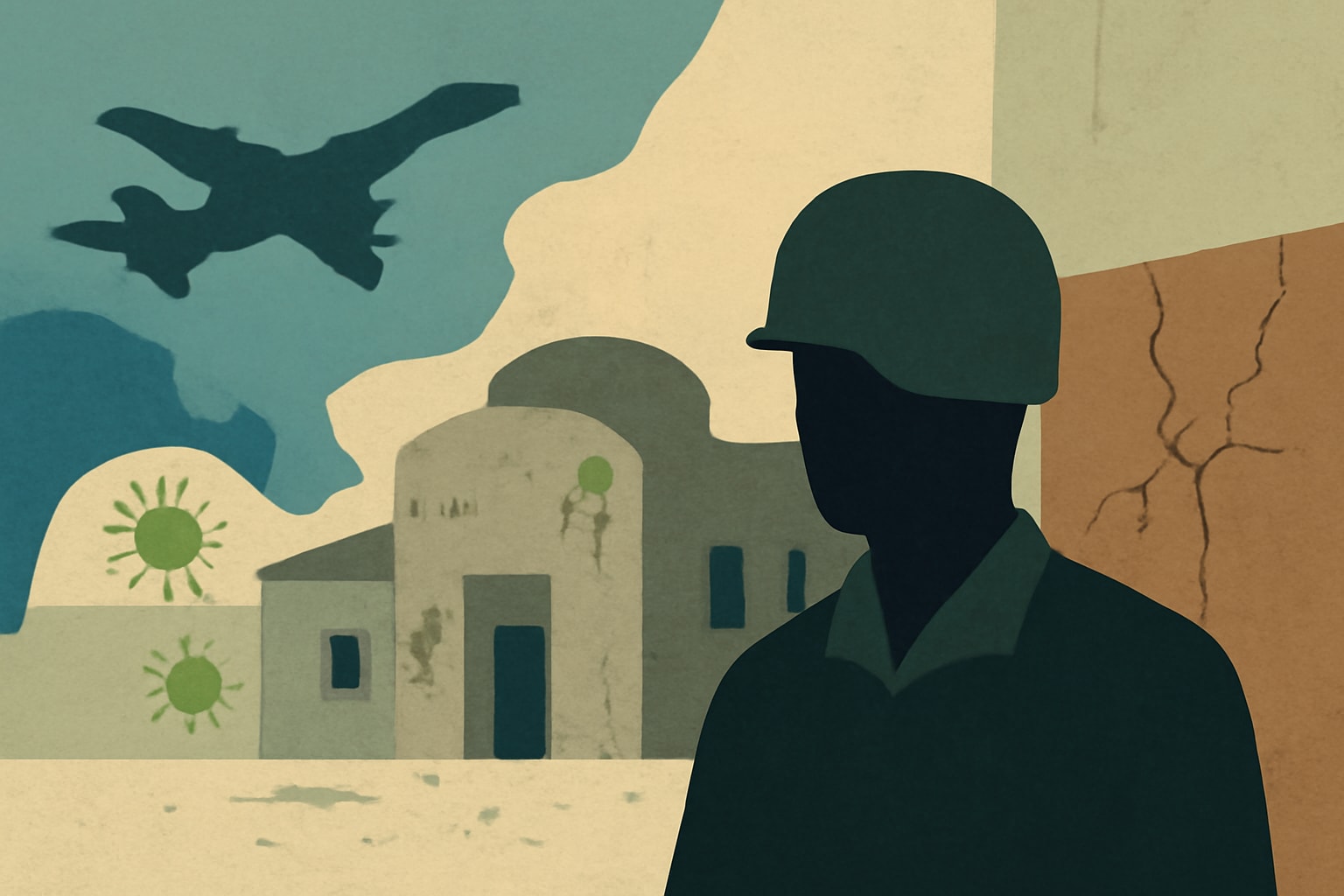 Editorial illustration for: US Military Bases in the Pacific Struggle with Asbestos, Mold, and Crumbling Infrastructure
