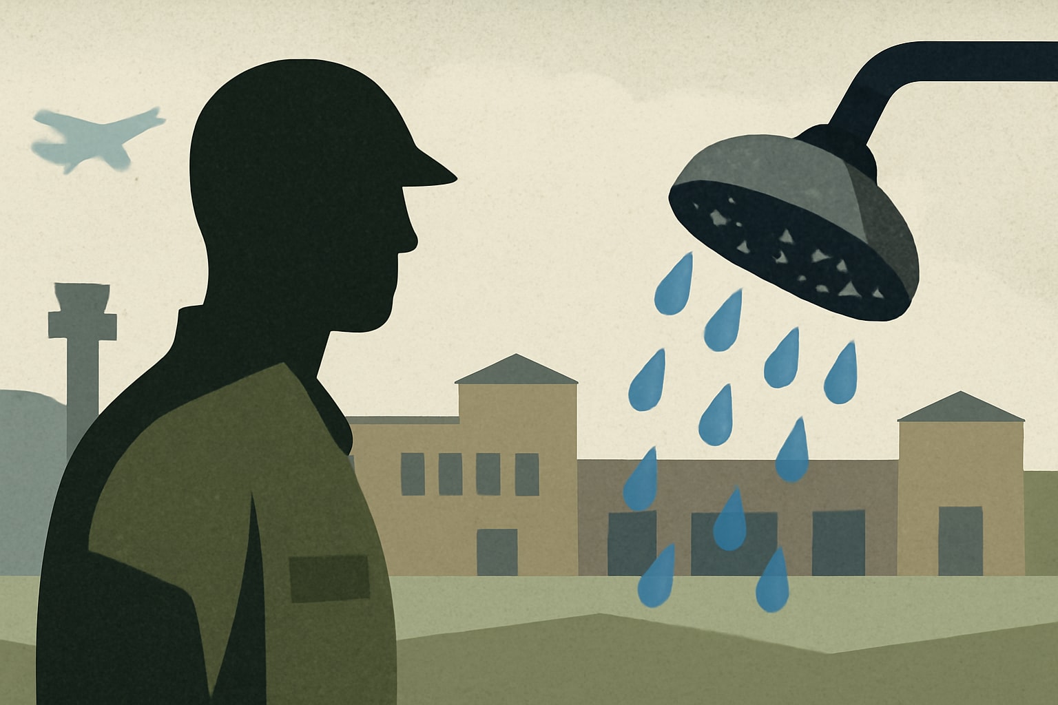 Editorial illustration for: Military Base Responds to Complaints About Shower Conditions