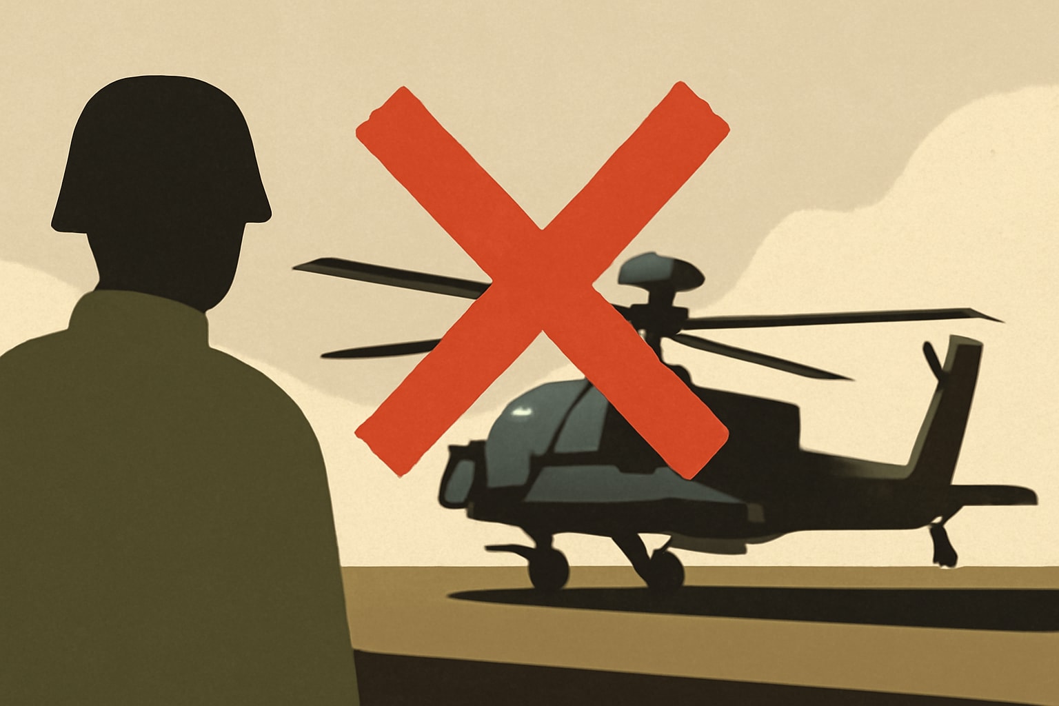 Editorial illustration for: Army Grounds Apache Helicopter Training Flights After Deadly Fort Hood Crash