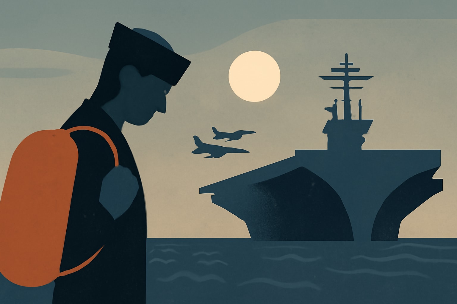 Editorial illustration for: USS Abraham Lincoln Sailors Face Crisis Amid Extended Deployment