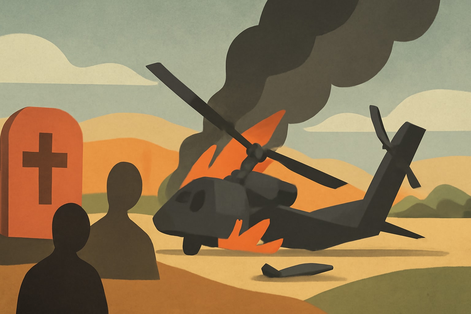 Editorial illustration for: Two Dead After Apache Helicopter Crash Near Fort Hood, Texas
