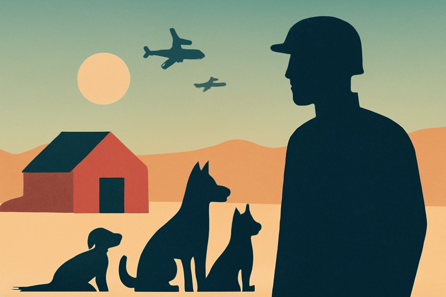 Editorial illustration for: Arizona Shelter Helps Homeless Marine Veteran Keep His Three Dogs
