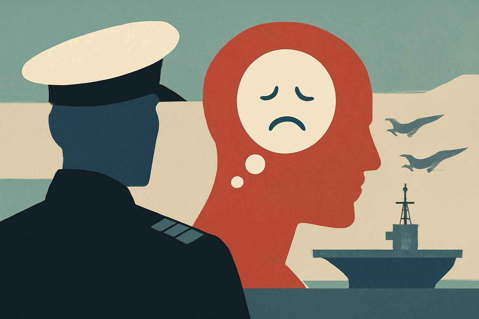 Editorial illustration for: Top US Admiral Responds to Mental Health Allegations on USS Abraham Lincoln