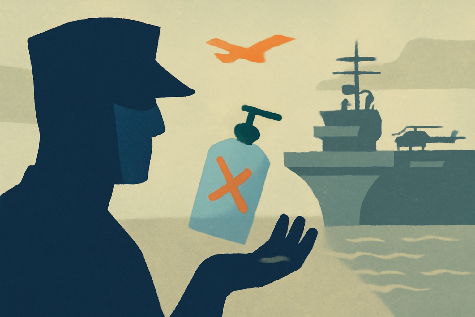 Editorial illustration for: US Officials Deny Reported Hygiene Products Shortage on USS Boxer