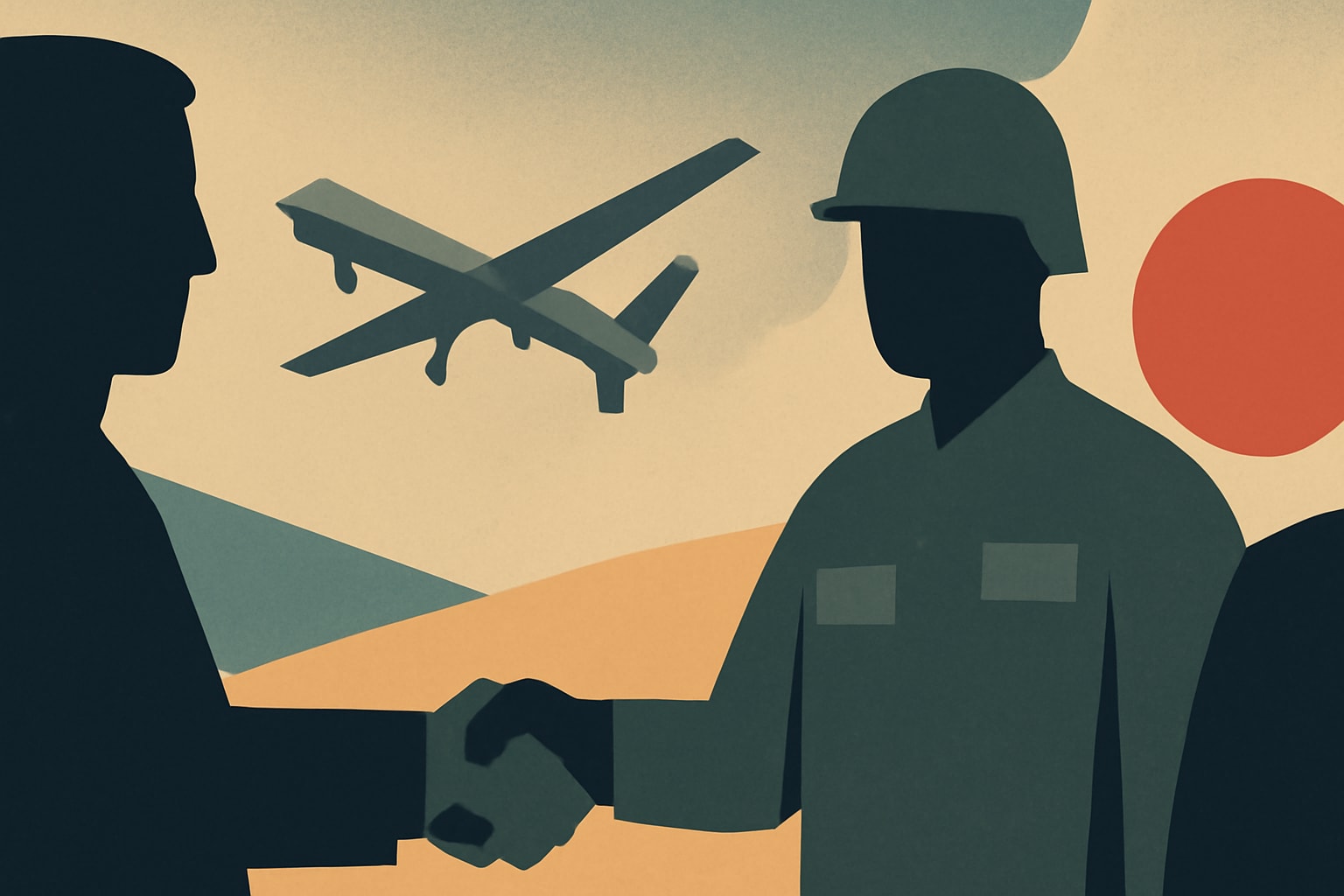 Editorial illustration for: Helsing Partners with Rakuten to Finalize Japan Military Drone Deal