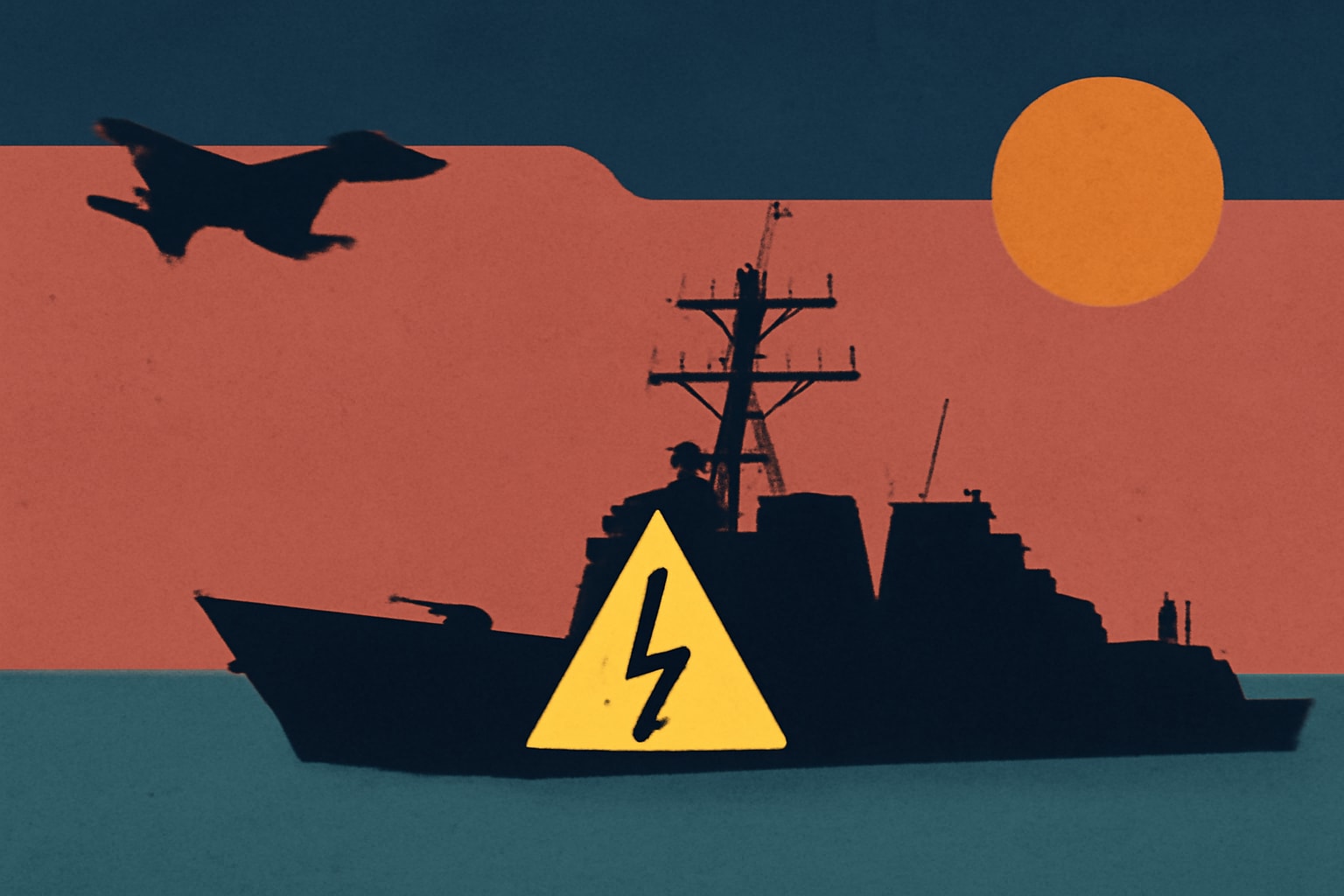Editorial illustration for: Navy Investigates Power Failure Aboard Destroyer in South China Sea