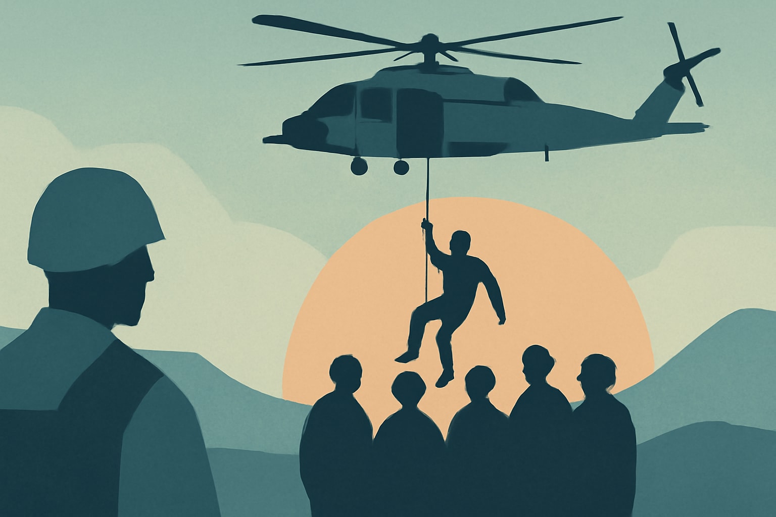 Editorial illustration for: Airmen Rescue Five Navy Sailors in California with HH-60W Helicopters
